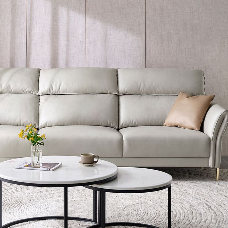 Glam 102.8" Flared Arm Sectional Grey Faux Leather Sectional Sofa