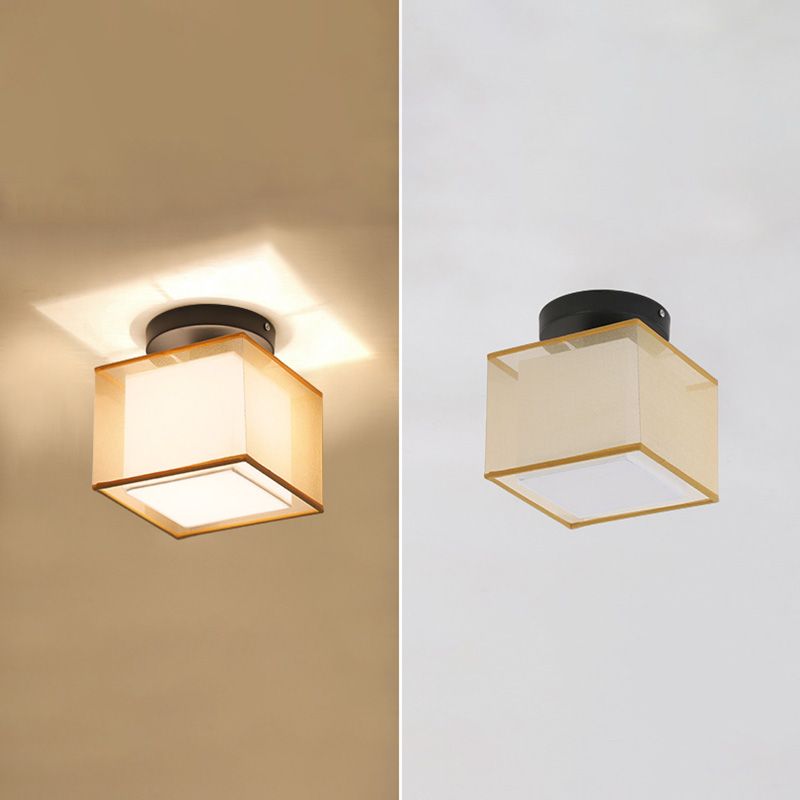 Luz de techo empotrada de tela estilo Asia para sala de estar y comedor