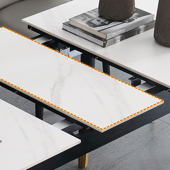 Minimalist Sintered Stone Extendable Dining Set Rectangle Shape White Dining Set for Kitchen