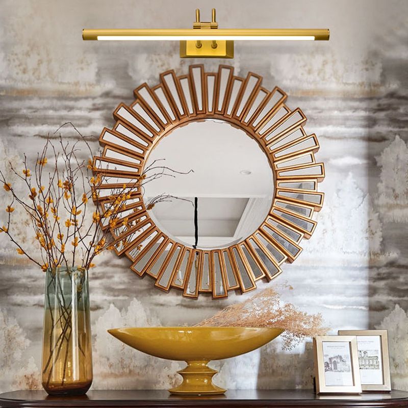 Brass Straight Mirror Light Modern Style Single Light Wall Lamp for Bedroom