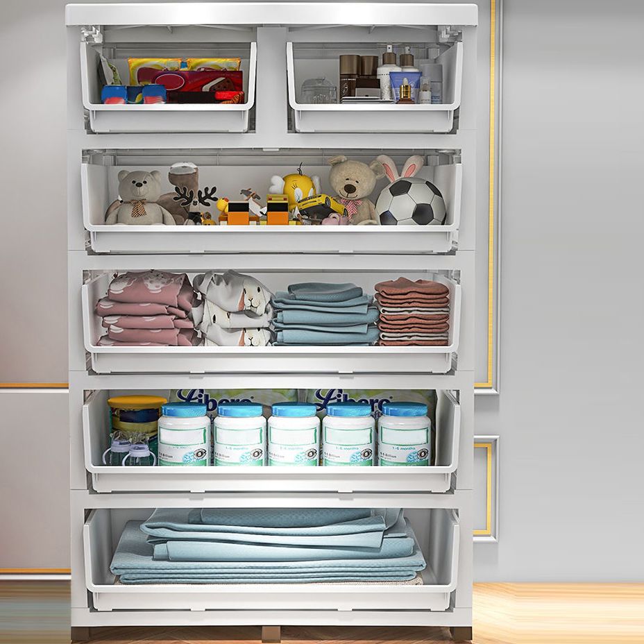 Modern Style Wardrobe Plastic Bedroom Wardrobe Closet With Drawers