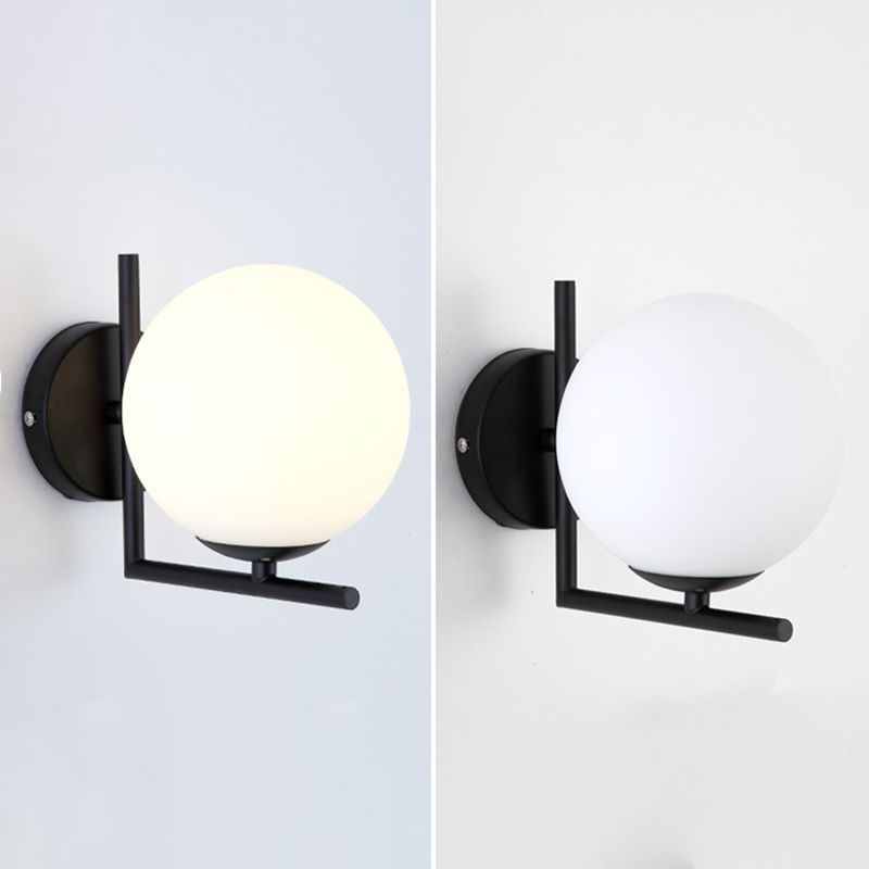 Glass Globe Wall Sconce in Modern Concise Style Wrought Iron Wall Lamp for Interior Spaces