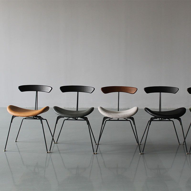 Silla lateral tapizada industrial para comedor, acabado mate, parte trasera abierta, silla de comedor
