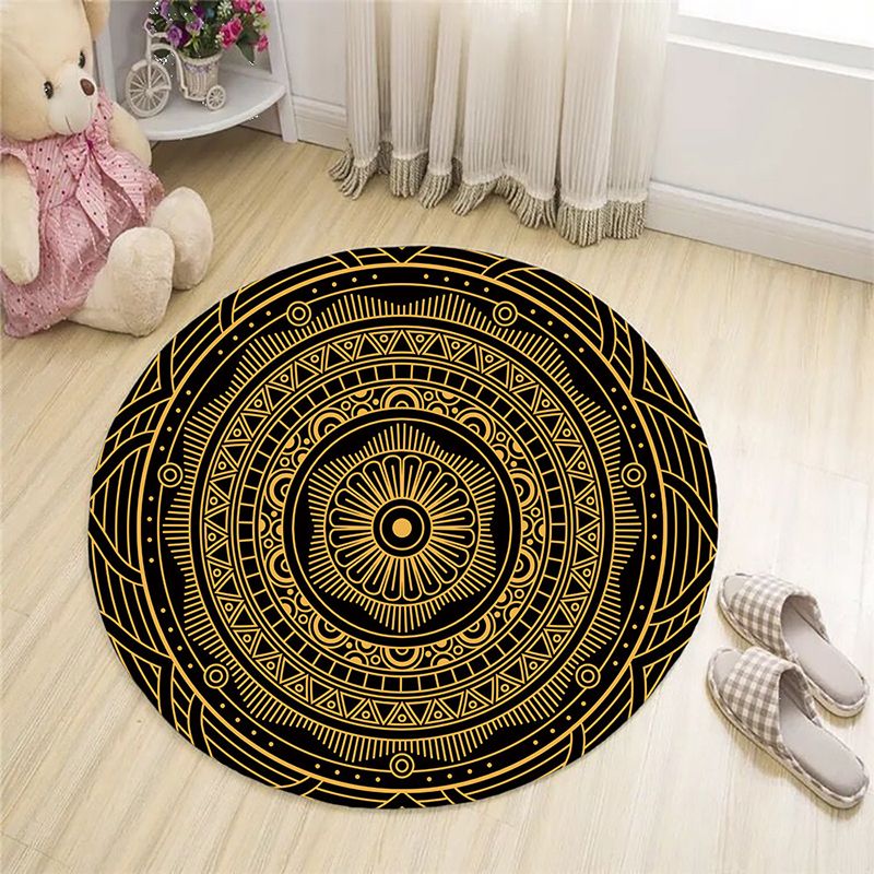 Zwart Boheems Area Rug Americana Patroon Polyester Area Tapijt Non-Slip Backing Rug voor Home Decor