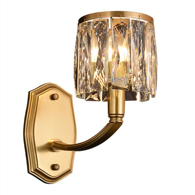 Multi-luz de medio cilindro apliques de pared de estilo moderno lámpara de montaje de pared de cristal en latón