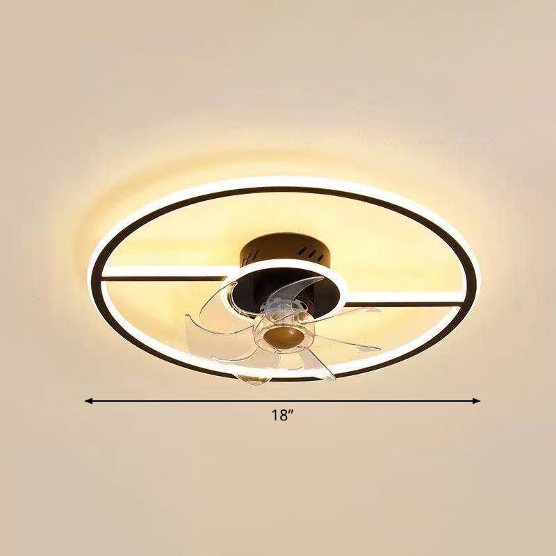 Fernbedienungssteuerung Rechteckige Deckenventilator Lampe zeitgenössische Acryl-Wohnzimmer-LED-LED-LED-Licht mit 7-Blatt