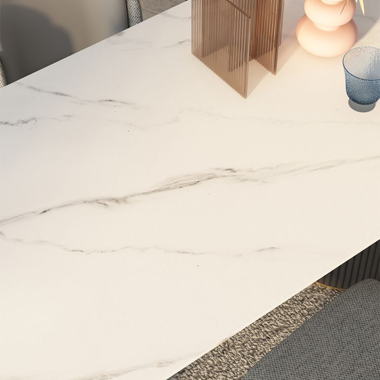 Moderne witte tafel van gesinterd steenblad voor restaurant Ovale tafel met dubbele voetstukbasis