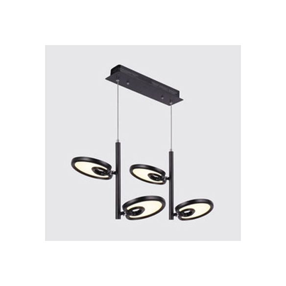 2/4/6 cabezas de hoja de colgante colgante de metal moderno de metal negro/blanco Luz colgante para comedor con luz cálida/blanca/neutra