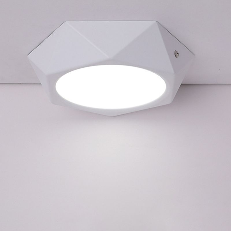 Polygon Office Flush Light Fixture Aluminum Simple LED Ceiling Lamp in White, 6w/12w/18w