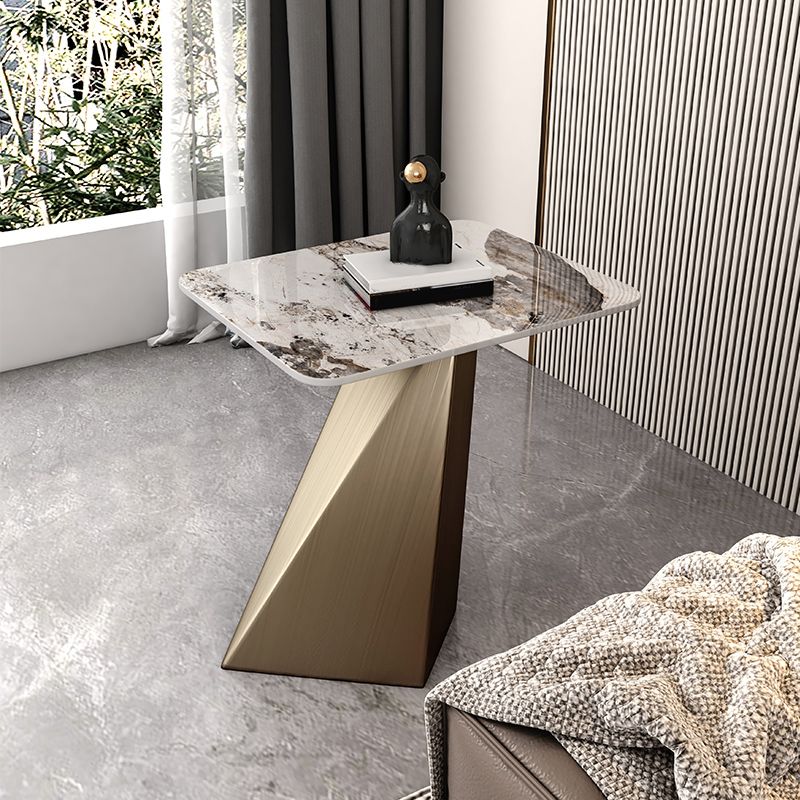 20.5" Tall Modern Slate Top Side Table Steel Pedestal End Table