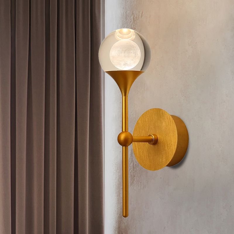 LED Crystal Wallchiere Bola de oro tradicional Bedcha de bedche de la pared Luz montado en la pared.