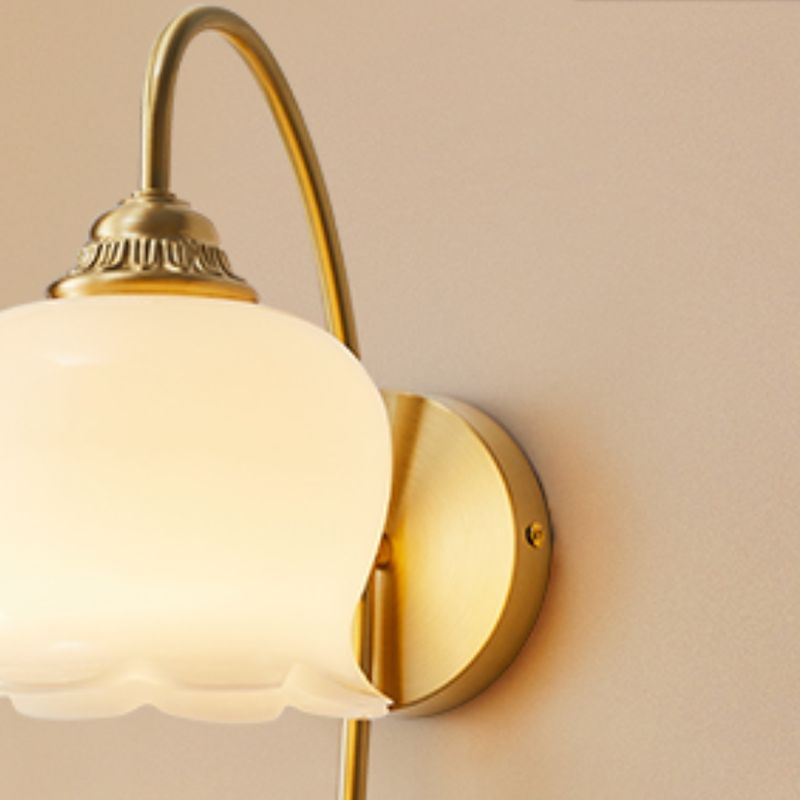 Solid Brass and Resin Wall Sconce in Gold & White 1 - Light Wall Lighting