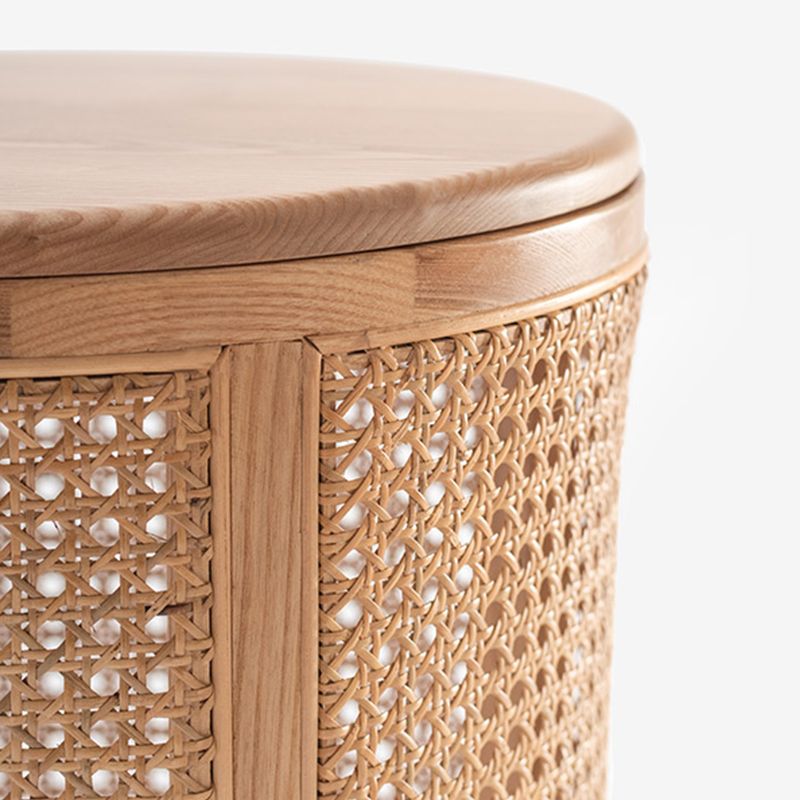 17.71 " Tall Solid Wood Round Top Side Table Drum Base End Table