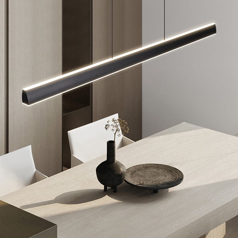 Modern Style Linear Shape Island Pendants Metal Pendant Lights in Black for Dining Room