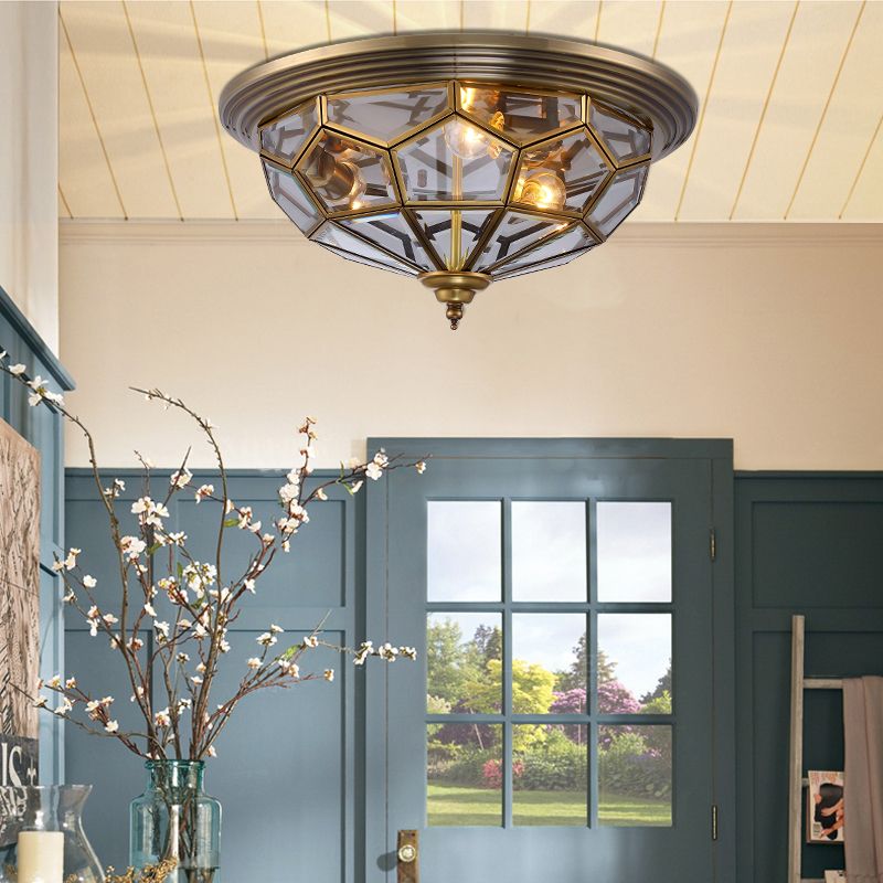 Plafonnier encastré en forme de bol pour couloir, luminaire Vintage en verre gris fumé et Nickel
