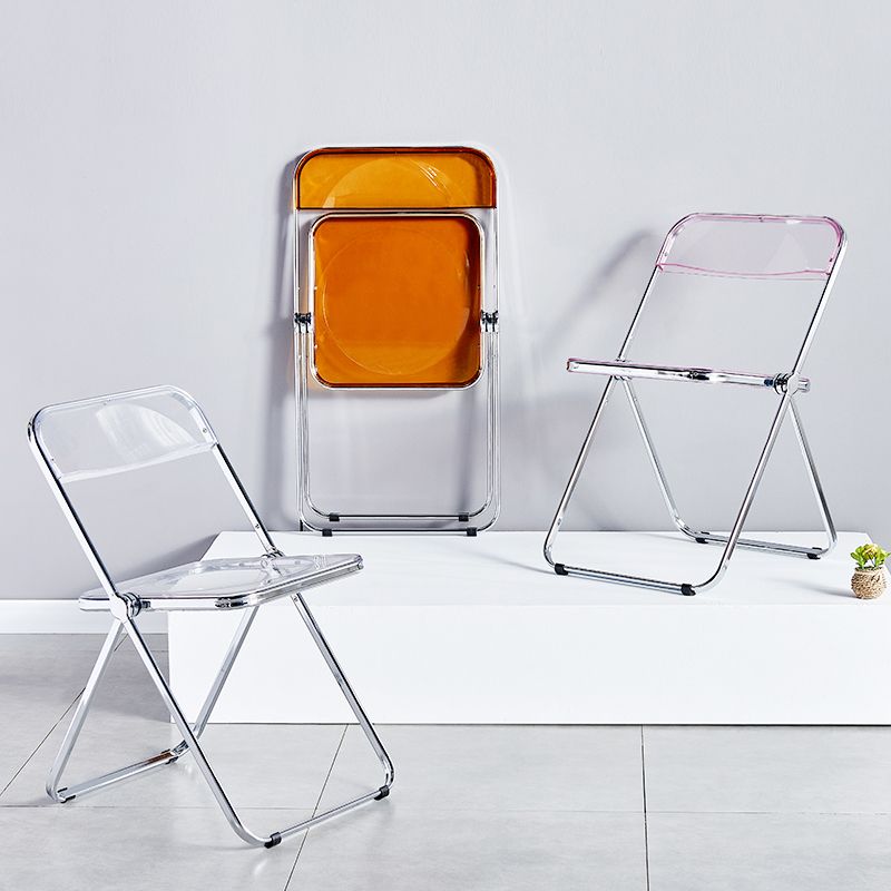 Chaise latérale pliante sans bras de style contemporain, chaise d'appoint simple à dossier ouvert