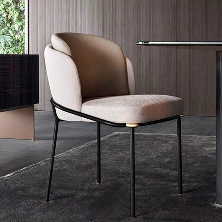 Chaises de salle à manger de salle à manger de chaise latérale de toile de style industriel avec les jambes en métal