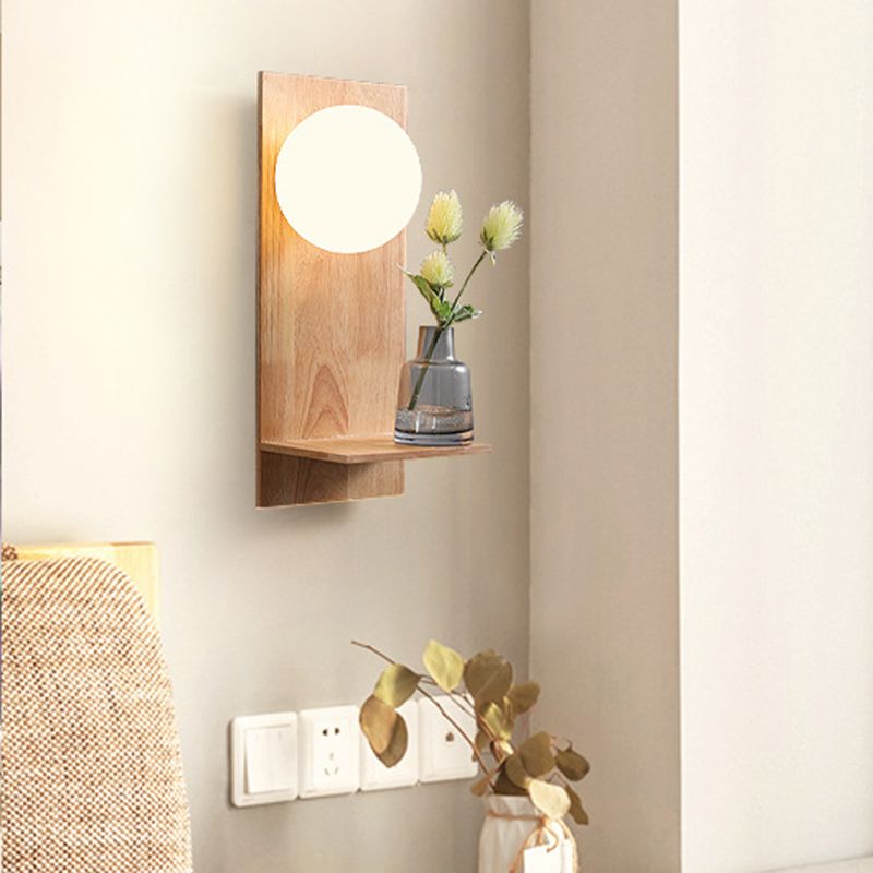 1 Light Wall Light Sconce Modern Wood Wall Light Fixture for Dining Room without plant
