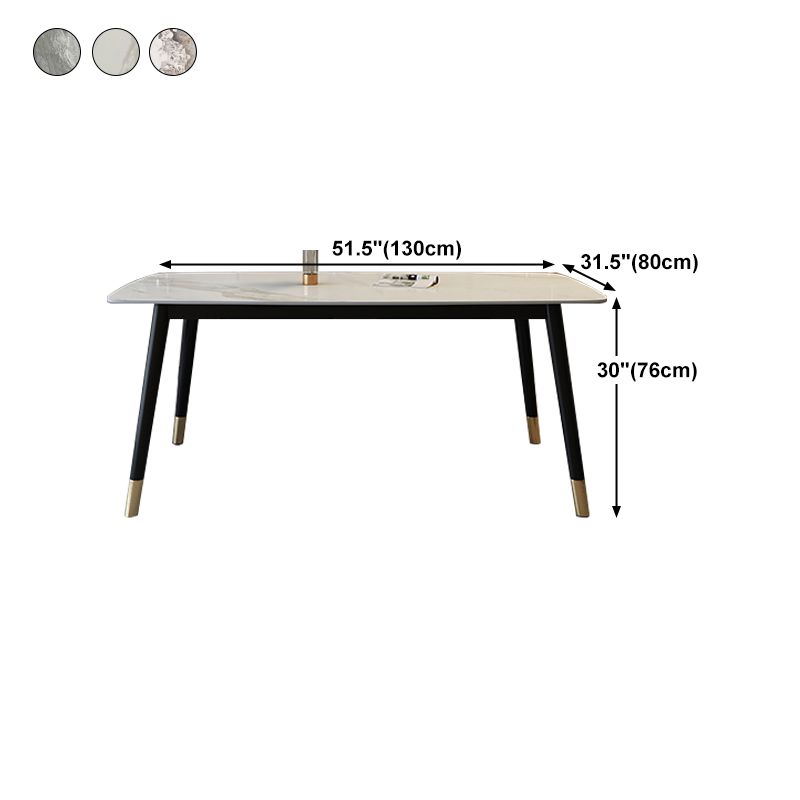 Traditional Luxury Rectangle Dining Table Solid Wood Black Frame 4 Legs Dining Table