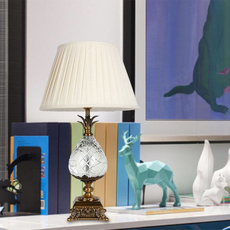 1 Light Table Light Countryside Pineapple Clear Crystal Night Lamp in White for Bedroom