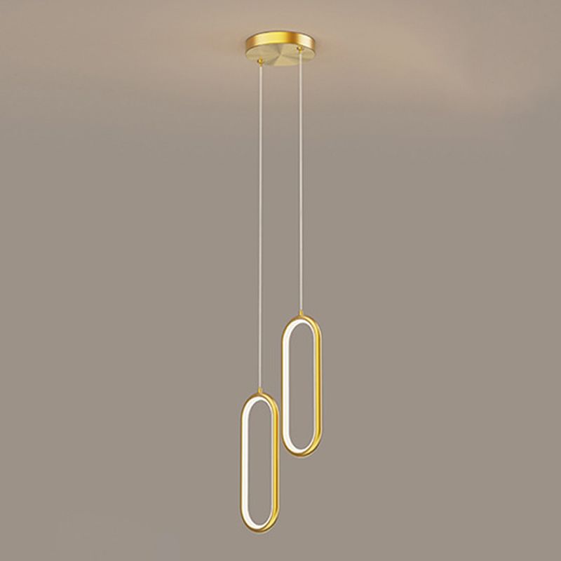 Metal Oval Hanging Light Postmodern Style Suspension Pendant for Cafe Restaurant