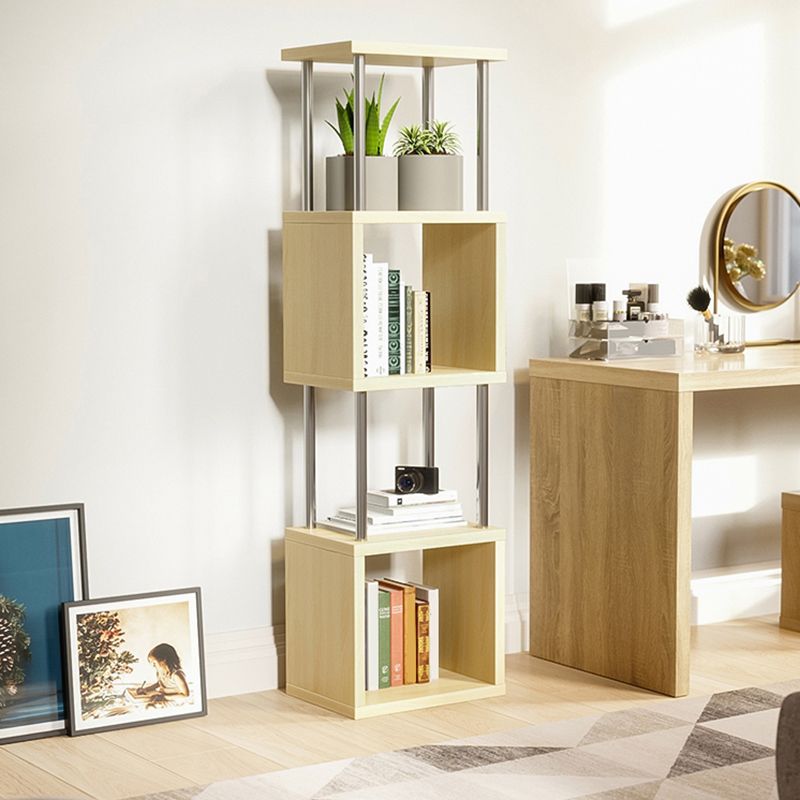 11.81" Wide Engineered Wood Geometric Bookcase Contemporary Metal and Wood Bookcase