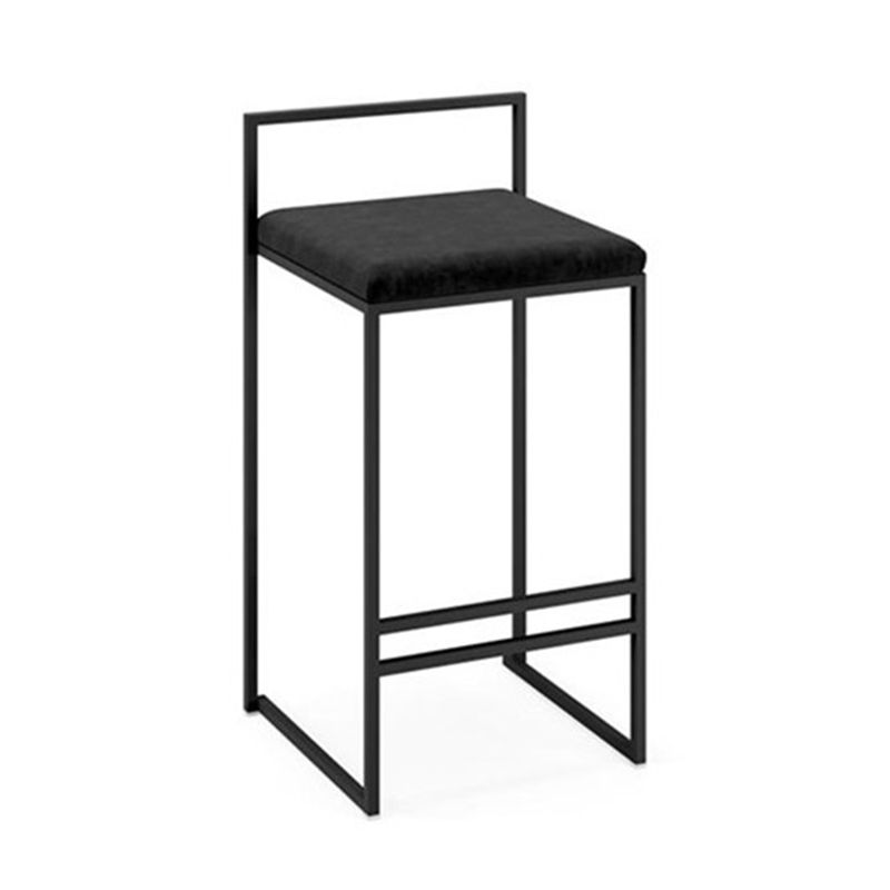 Modern Armless Backrest Counter Stool Iron Cafe Bar Stool with Cushion and Pedal