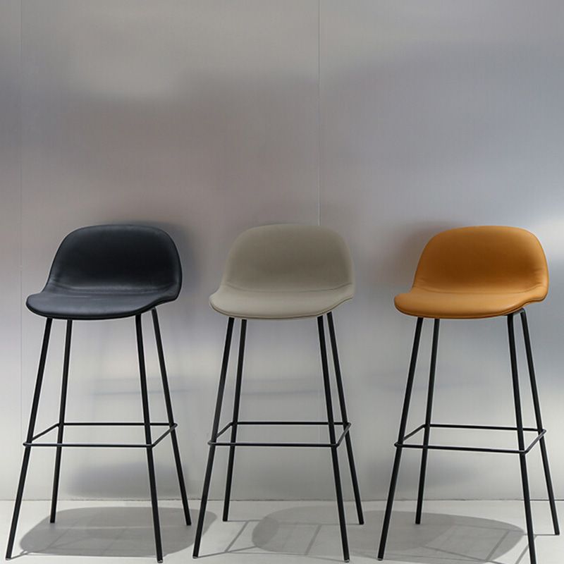 Taburete contemporáneo de la barra de mostrador taburete de respaldo de cuero con reposapiés