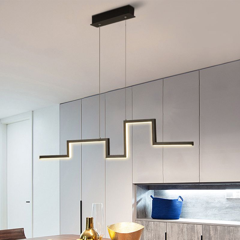 Lumière suspendu en métal linéaire style noir / gris / or 31,5 "/ 39" LEMER LED de large dans la lumière chaude / blanche