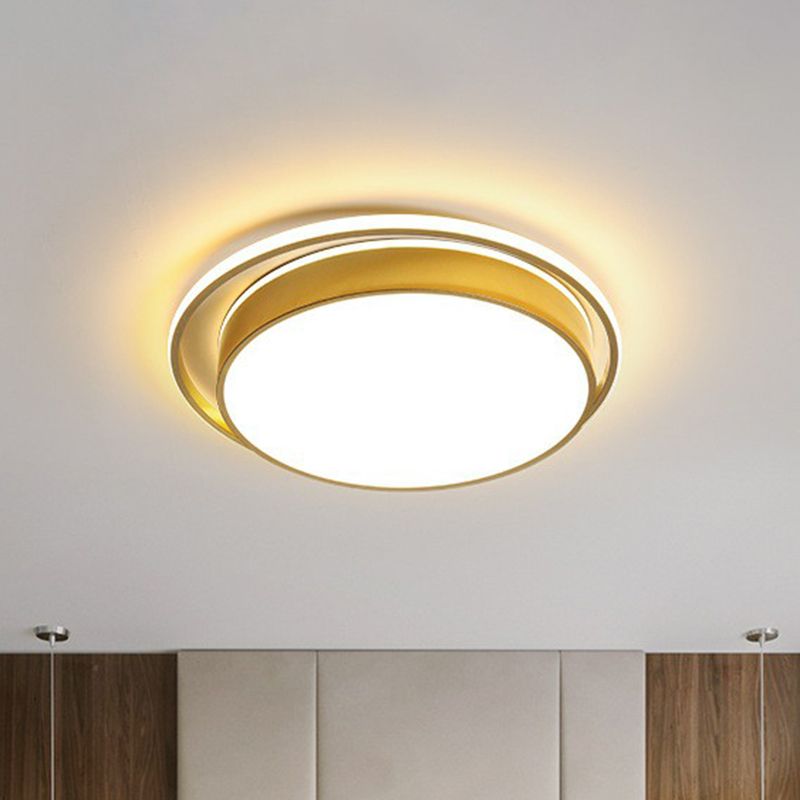 Metallic Geometric Flush Light Modern Style Gold LED Flush Ceiling Light Fixture for Bedroom