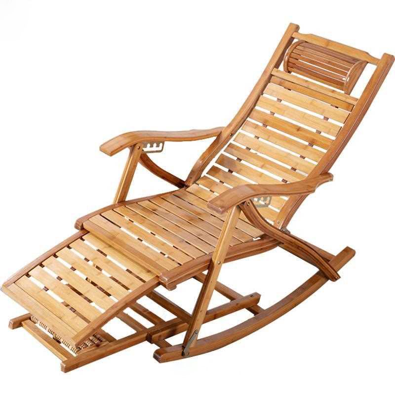 Brown Modern Rocker Chair Wood Reclining Rocking Chair with Tufted