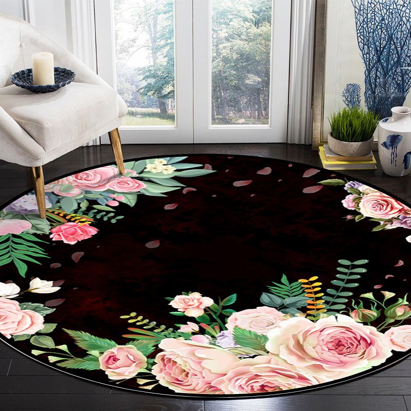 Minimalist Plants Area Carpet Blue Polyester Indoor Rug Anti-Split Rug for Home Decoration