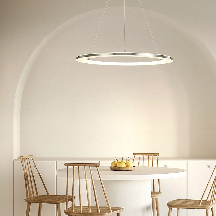 Circular 1-Light Hanging Light Fixtures Modern Style Metal Chandelier Pendant Light