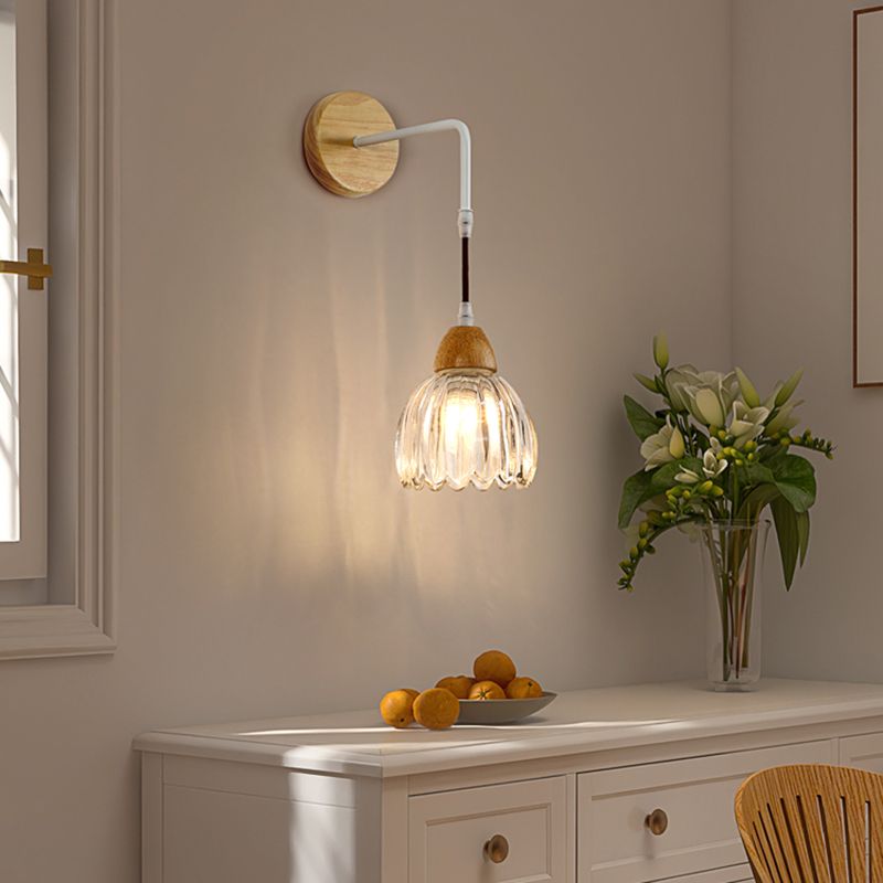 Contemporary Glass Shade Wall Sconce Lighting 1-Light Shade Wall Lamp for Bedroom