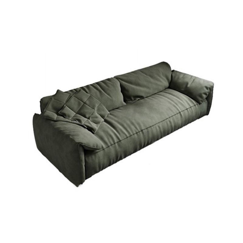 Slipcovered Stationary Living Room Pillow Top Arm Cushions Green Sofa