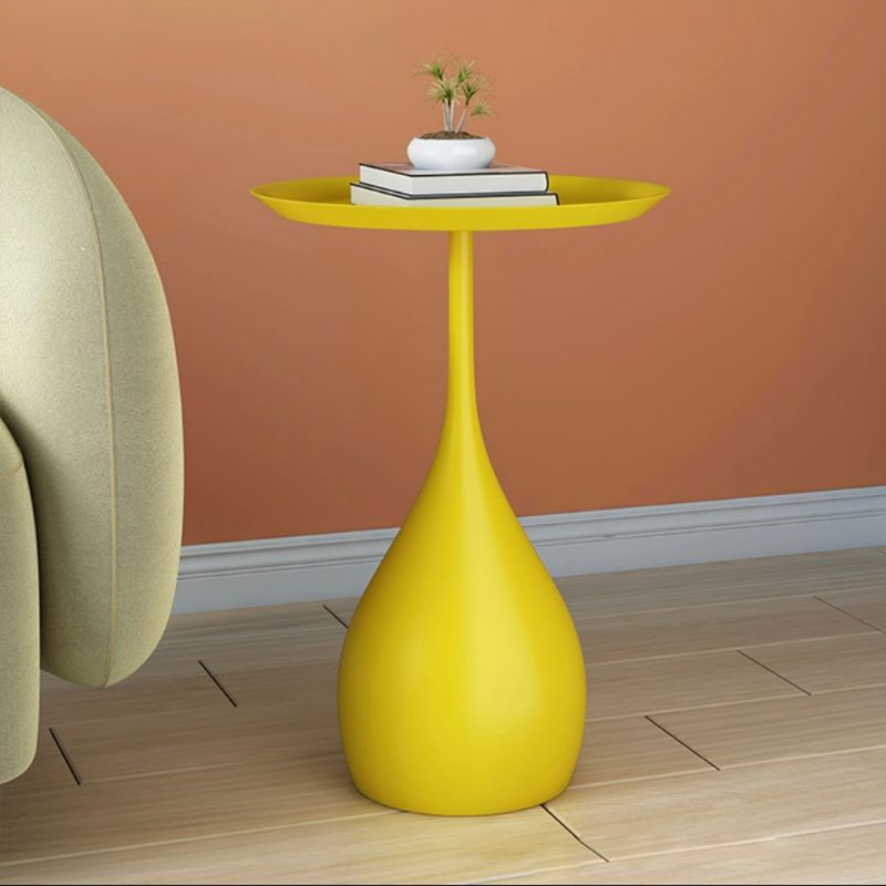 Mid-Century Side Table Metal Pedestal Tray Top Living Room End Table