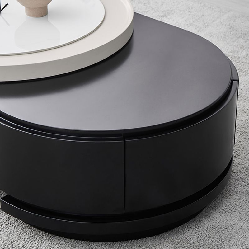Wood Coffee Cocktail Table Abstract Coffee or End Table with 4 Storage Drawers