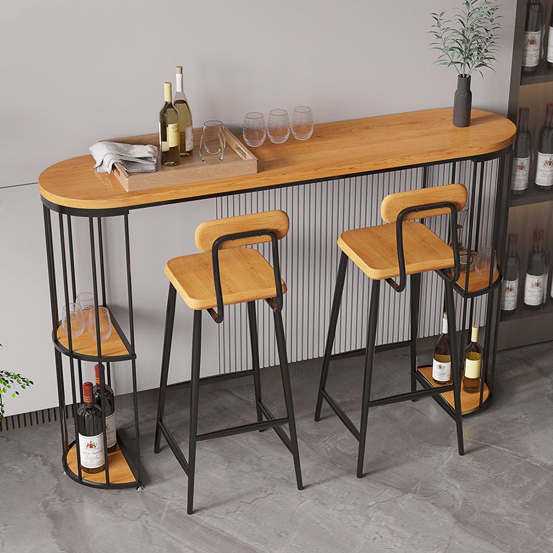 Modern Wood Counter Table 1/3 Pieces Bar Table Set  with High Stools for Living Room