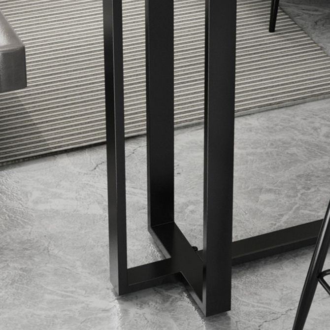 Industrial Sintered Stone Bar Table Black and Metal Base Bar Table