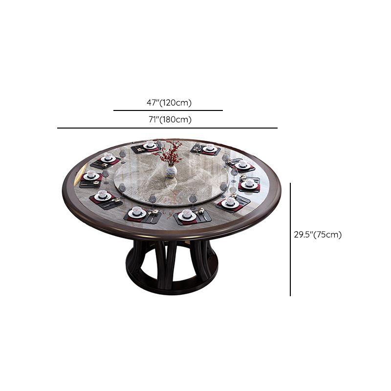 Traditional Round Dining Table for Home Brown Solid Wood Dinette Table