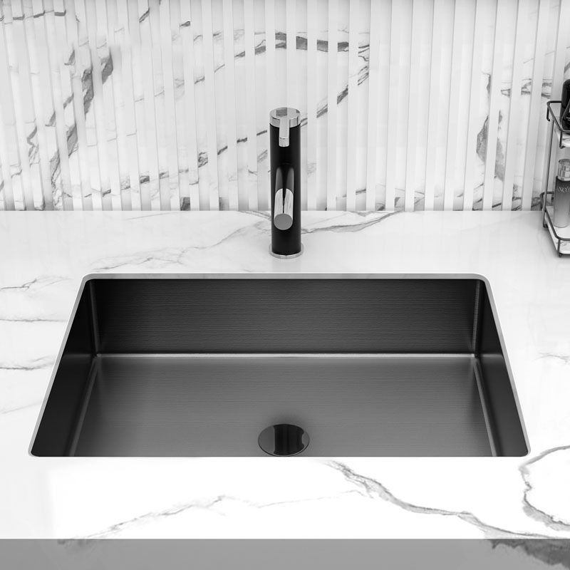 Modern Black Basin Sink Stainless Steel Rectangular Undermount Bathroom Sink