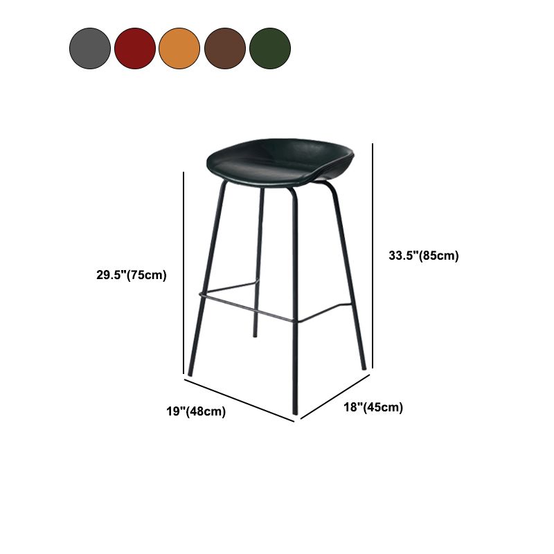 Scandinavian Bucket Seat Bar Stools Faux Leather Low Back Barstool