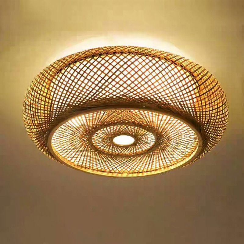 Japanese Style Ceiling Lamp Chandelier Bamboo Woven Lamp 1 Head Living Room Dining Room Ceiling Lighting