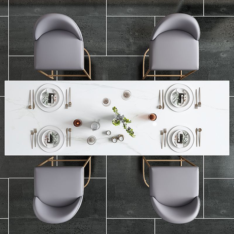 Faux Marble Bistro Bar Table Rectangle White Bar Table for Home