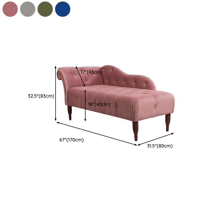 Living Room Rolled Arms Chaise Modern Style Velvet Upholstered Chaise