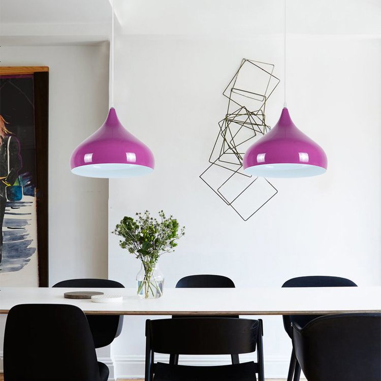 Lacquered Aluminium Indoor Pendant Light in Modern Creative Style Tapered Macaron Hanging Lamp