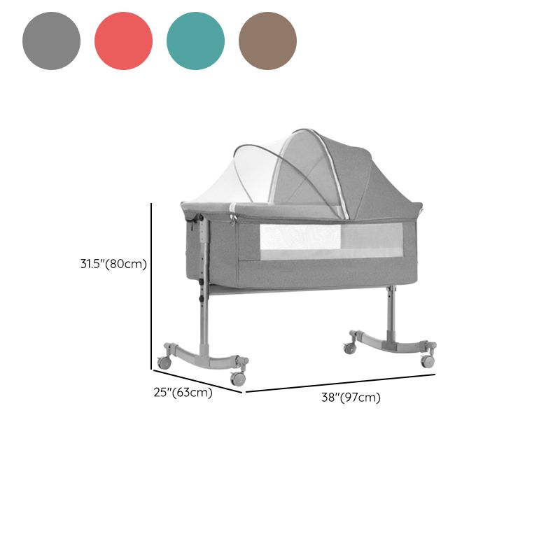 Modern Rocking Metal Portable Crib Cradle Height Adjustable with Bedding