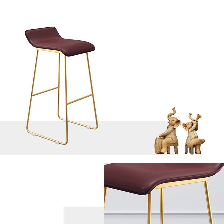 Leather Bar Stool Backless Counter Stool for Bristol with Gold Frame