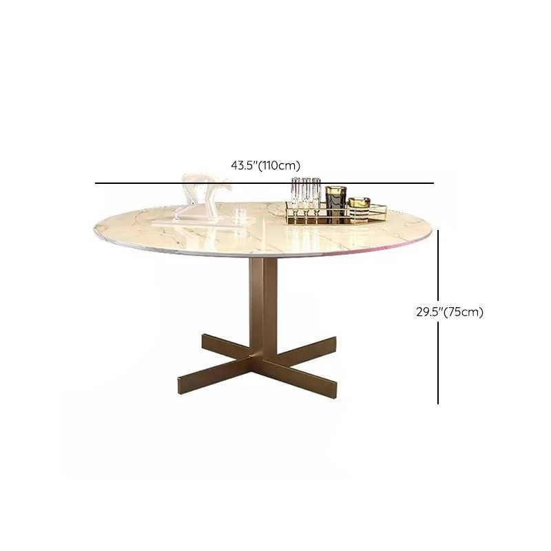 Metal and Stone Table Glam Style Minimalist Round Dining Table for Home Living Room