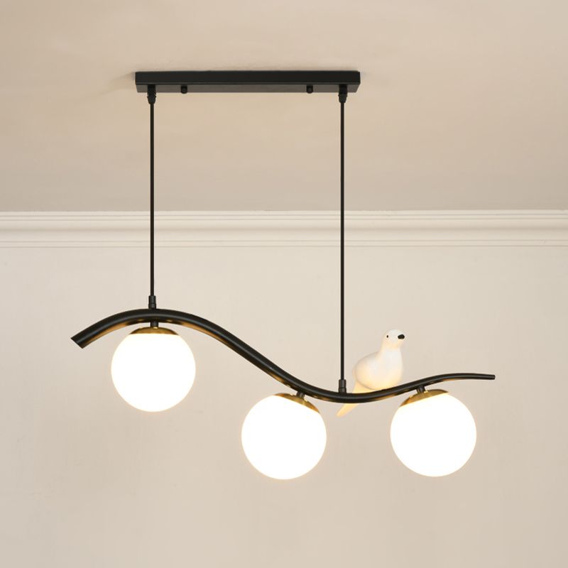 Industrial Black Kitchen Island Lighting Glass Shaded Ceiling Light for Home